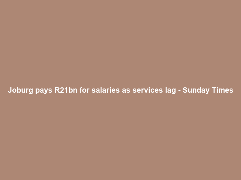 Joburg pays R21bn for salaries as services lag – Sunday Times