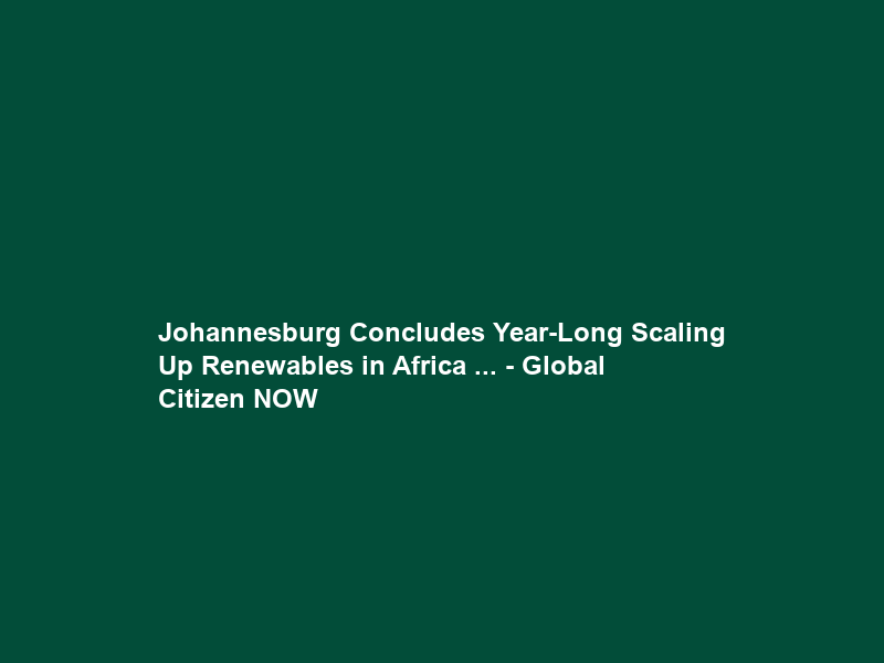 Johannesburg Concludes Year-Long Scaling Up Renewables in Africa … – Global Citizen NOW