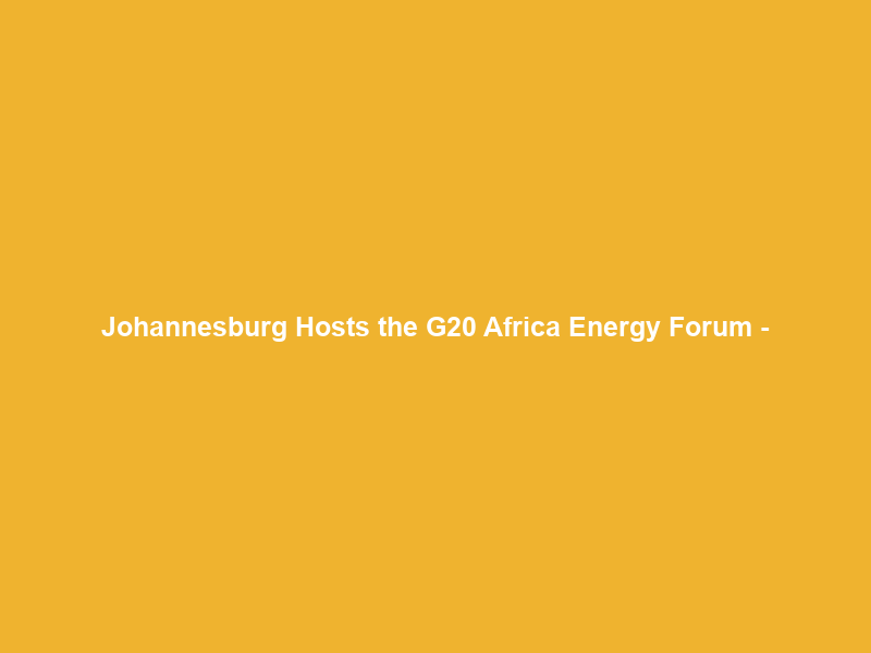 Johannesburg Hosts the G20 Africa Energy Forum –