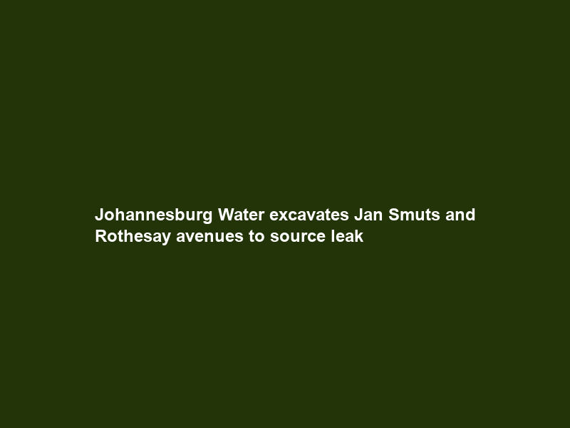 Johannesburg Water excavates Jan Smuts and Rothesay avenues to source leak