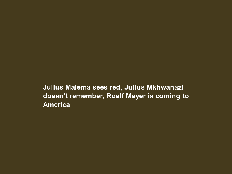 Julius Malema sees red, Julius Mkhwanazi doesn’t remember, Roelf Meyer is coming to America