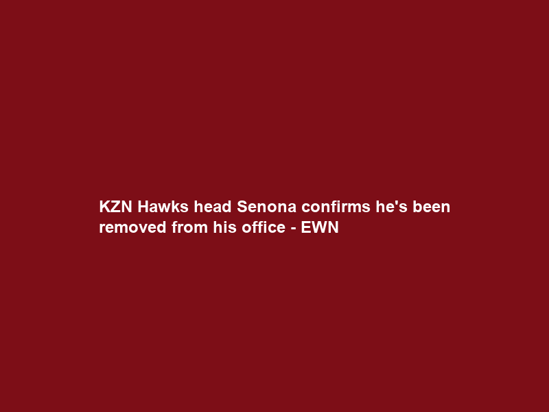 KZN Hawks head Senona confirms he’s been removed from his office – EWN