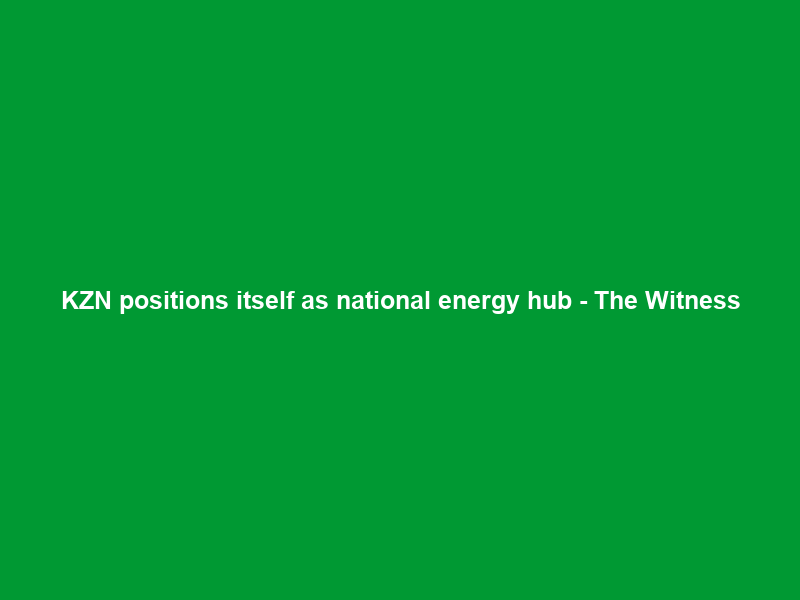 KZN positions itself as national energy hub – The Witness