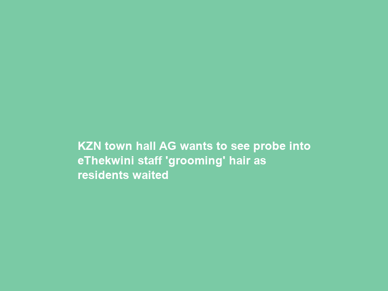 KZN town hall AG wants to see probe into eThekwini staff ‘grooming’ hair as residents waited