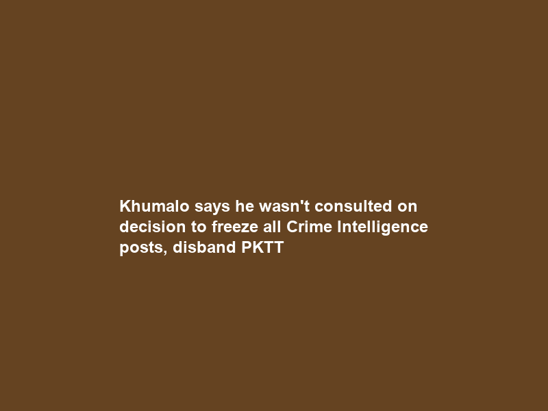 Khumalo says he wasn’t consulted on decision to freeze all Crime Intelligence posts, disband PKTT