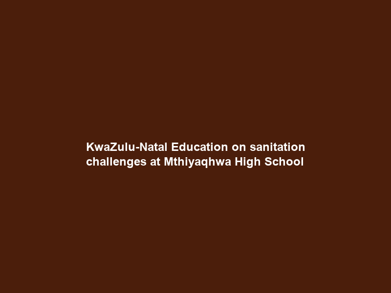 KwaZulu-Natal Education on sanitation challenges at Mthiyaqhwa High School