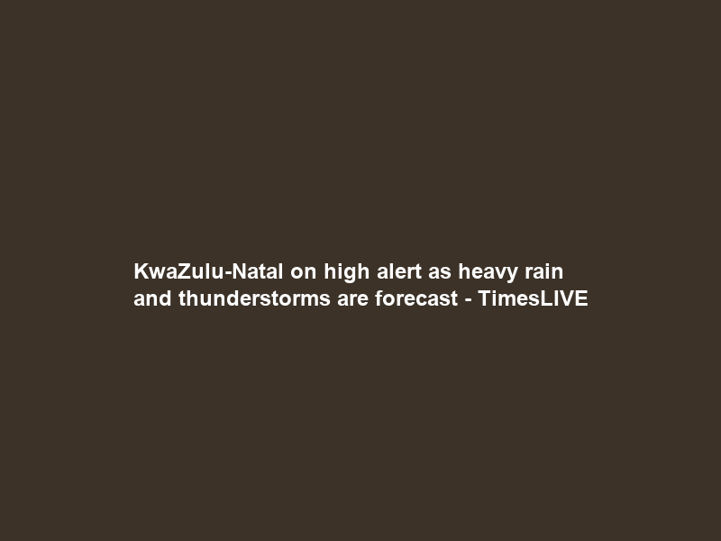 KwaZulu-Natal on high alert as heavy rain and thunderstorms are forecast – TimesLIVE