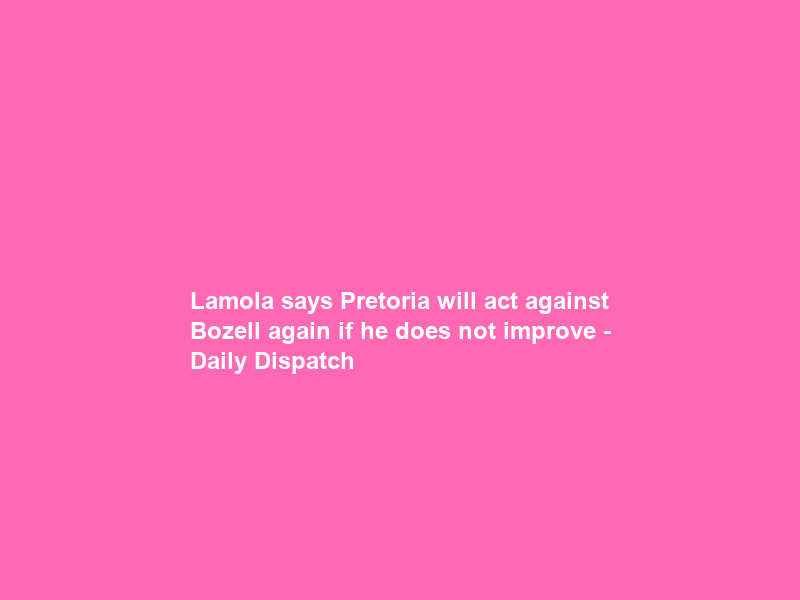 Lamola says Pretoria will act against Bozell again if he does not improve – Daily Dispatch