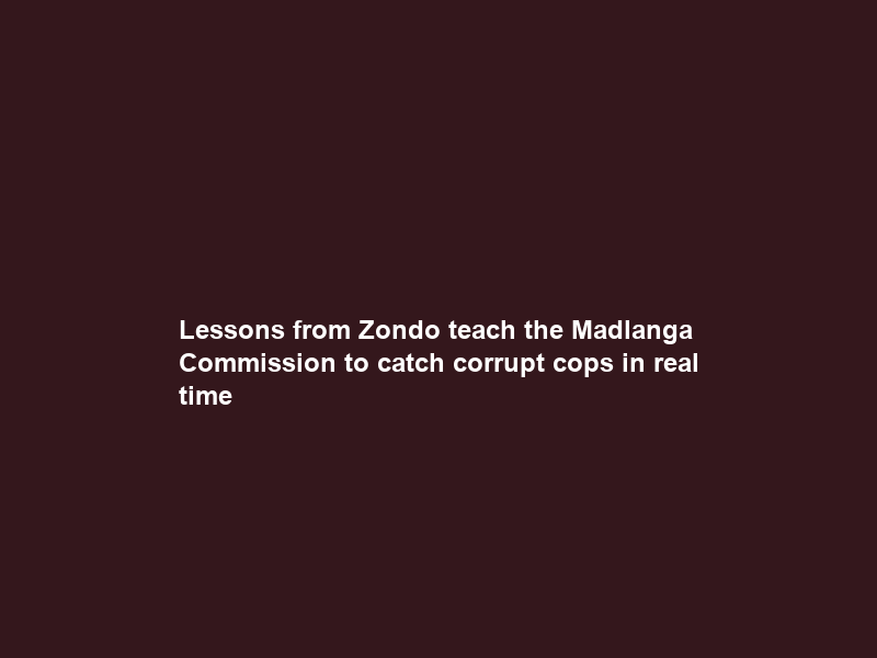 Lessons from Zondo teach the Madlanga Commission to catch corrupt cops in real time