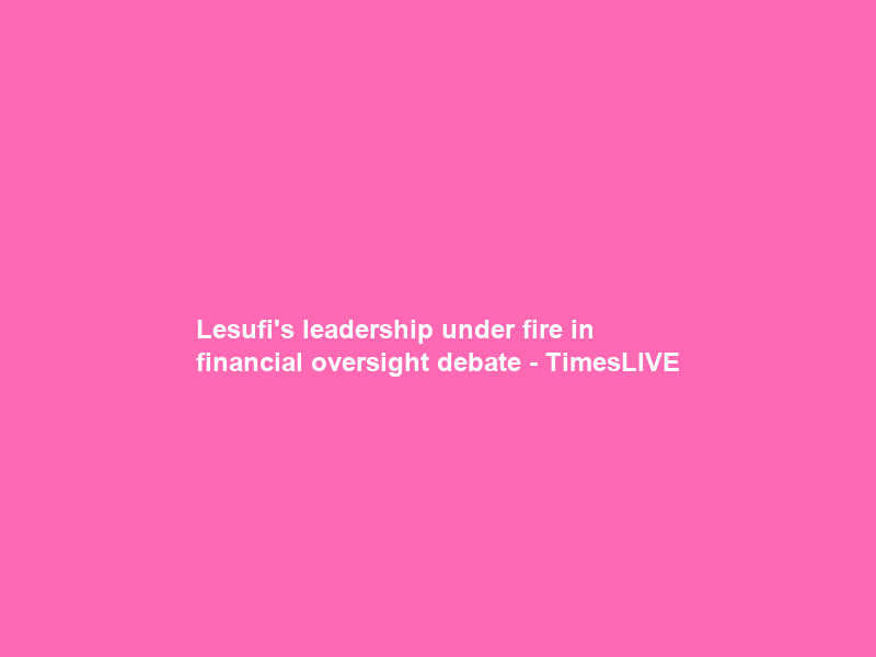 Lesufi’s leadership under fire in financial oversight debate – TimesLIVE