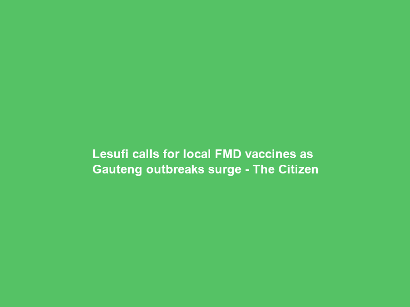 Lesufi calls for local FMD vaccines as Gauteng outbreaks surge – The Citizen