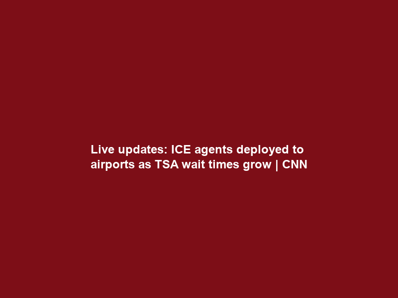 Live updates: ICE agents deployed to airports as TSA wait times grow | CNN