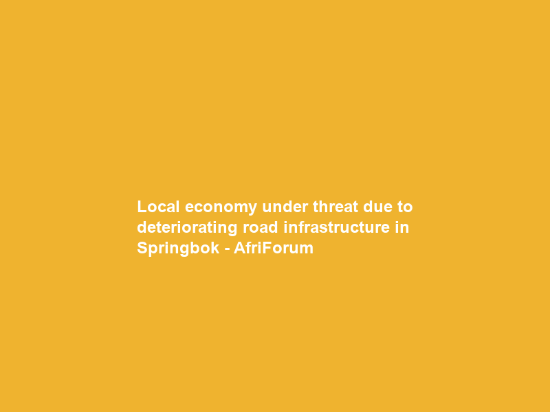 Local economy under threat due to deteriorating road infrastructure in Springbok – AfriForum