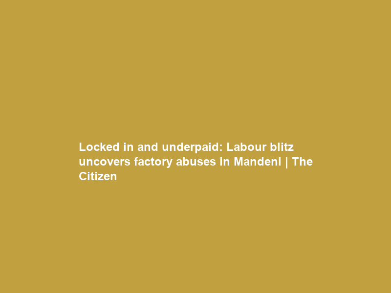 Locked in and underpaid: Labour blitz uncovers factory abuses in Mandeni | The Citizen