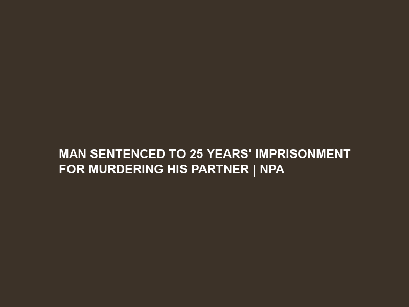 MAN SENTENCED TO 25 YEARS’ IMPRISONMENT FOR MURDERING HIS PARTNER | NPA