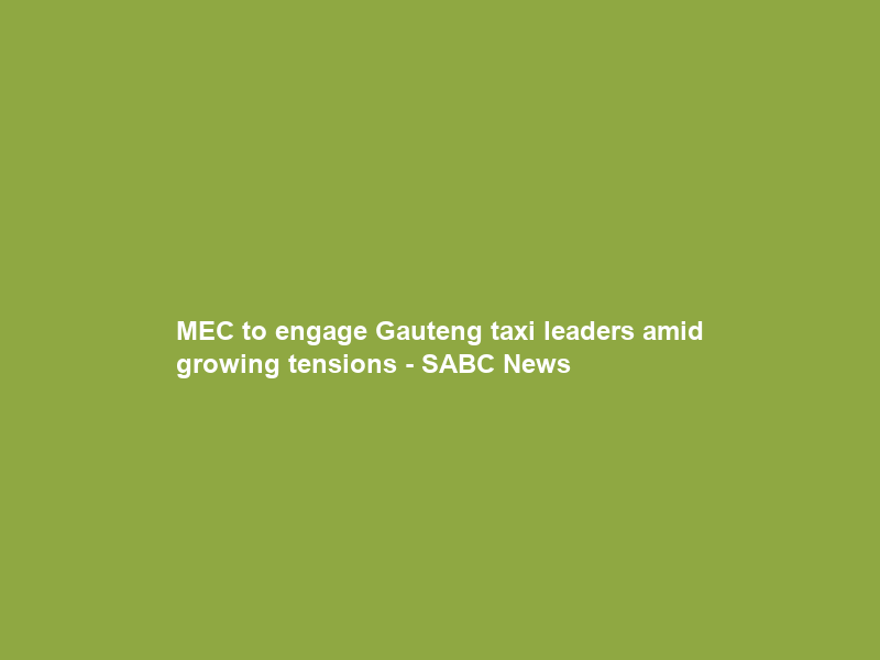 MEC to engage Gauteng taxi leaders amid growing tensions – SABC News