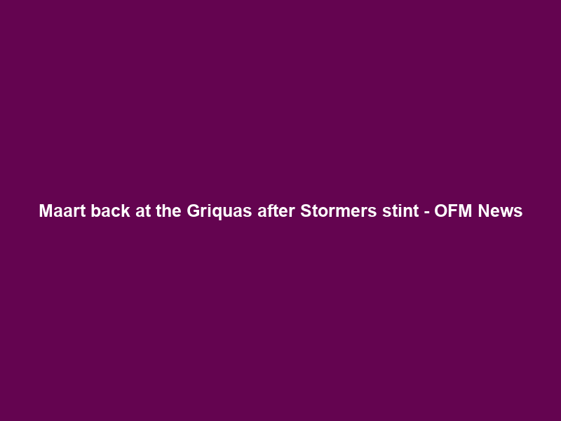Maart back at the Griquas after Stormers stint – OFM News