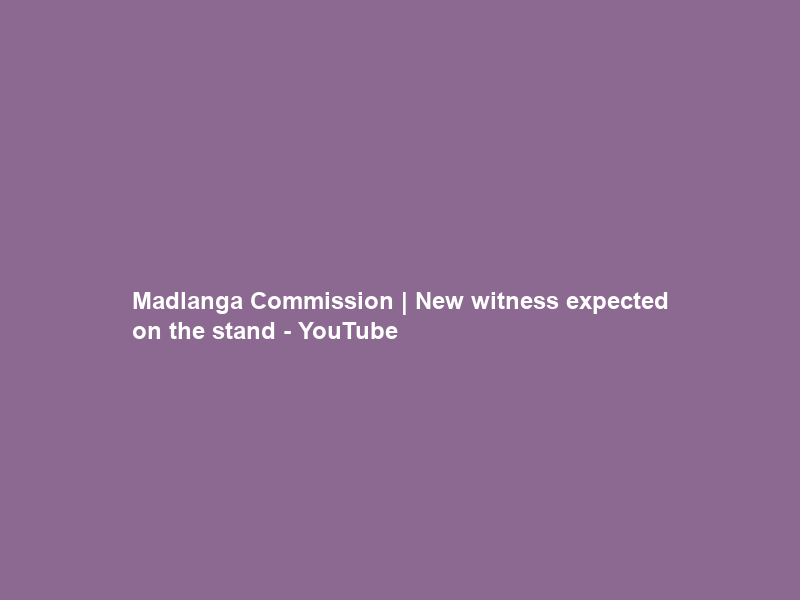 Madlanga Commission | New witness expected on the stand – YouTube