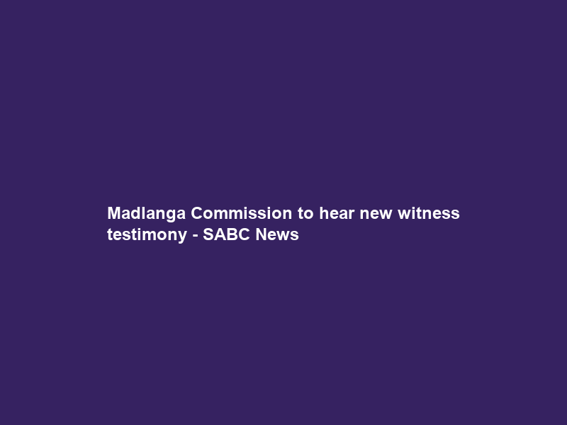 Madlanga Commission to hear new witness testimony – SABC News