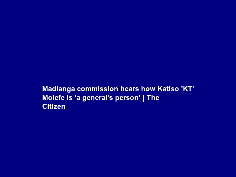 Madlanga commission hears how Katiso ‘KT’ Molefe is ‘a general’s person’ | The Citizen