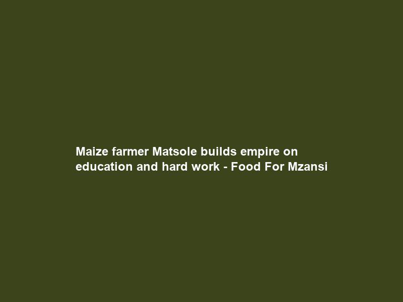 Maize farmer Matsole builds empire on education and hard work – Food For Mzansi