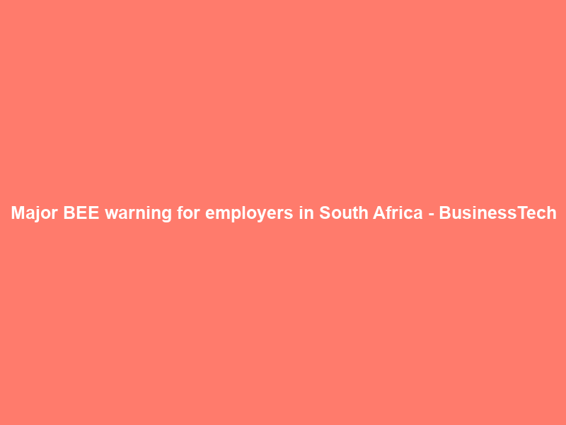 Major BEE warning for employers in South Africa – BusinessTech