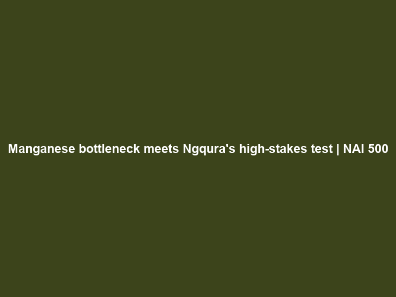 Manganese bottleneck meets Ngqura’s high-stakes test | NAI 500
