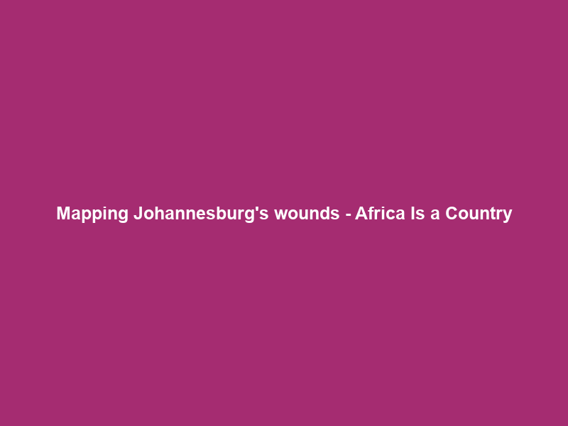 Mapping Johannesburg’s wounds – Africa Is a Country