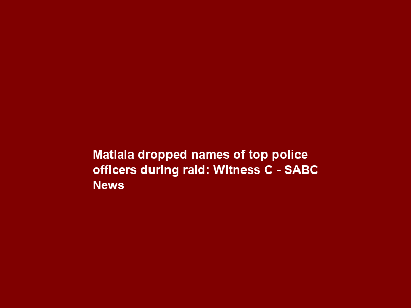 Matlala dropped names of top police officers during raid: Witness C – SABC News