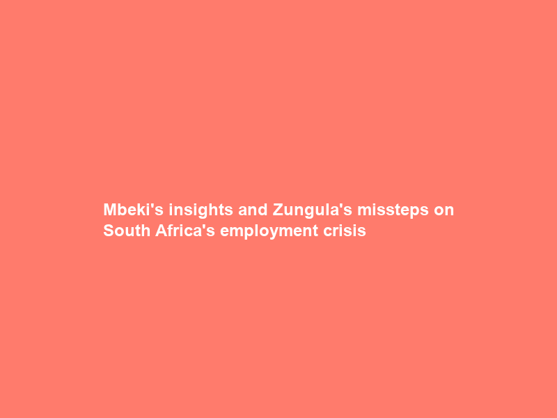 Mbeki’s insights and Zungula’s missteps on South Africa’s employment crisis