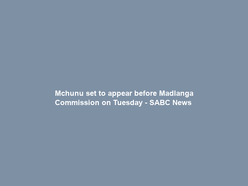 Mchunu set to appear before Madlanga Commission on Tuesday – SABC News