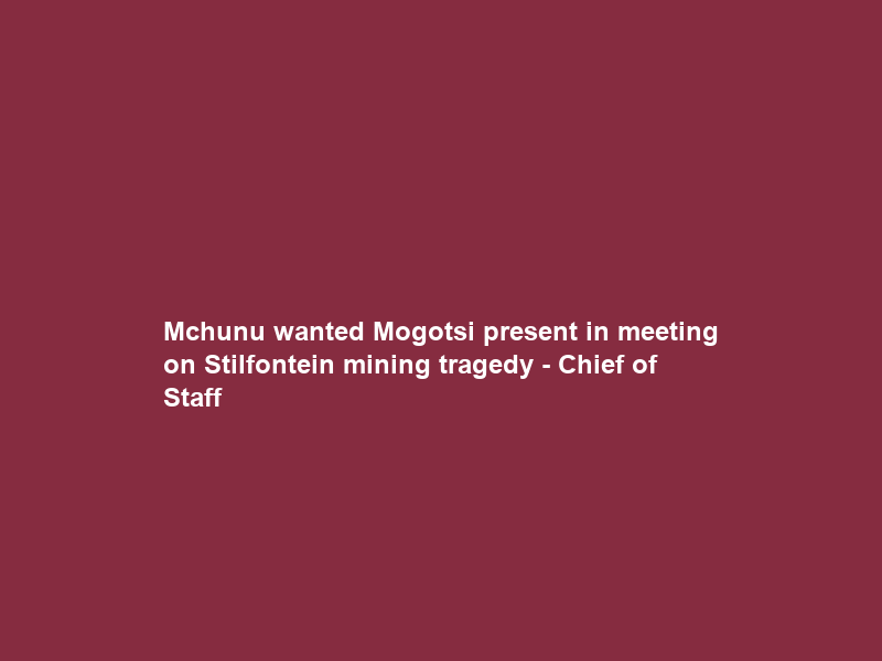Mchunu wanted Mogotsi present in meeting on Stilfontein mining tragedy – Chief of Staff