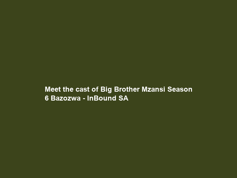 Meet the cast of Big Brother Mzansi Season 6 Bazozwa – InBound SA