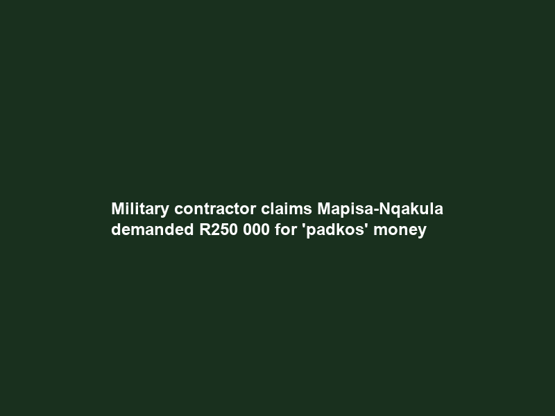 Military contractor claims Mapisa-Nqakula demanded R250 000 for ‘padkos’ money