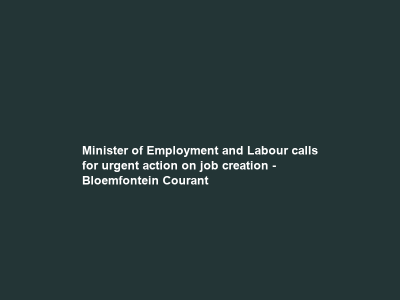 Minister of Employment and Labour calls for urgent action on job creation – Bloemfontein Courant