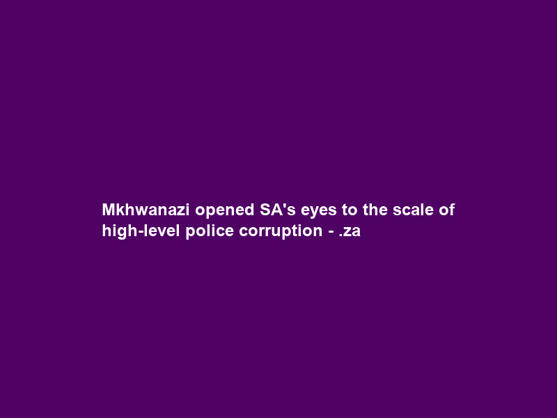 Mkhwanazi opened SA’s eyes to the scale of high-level police corruption – .za