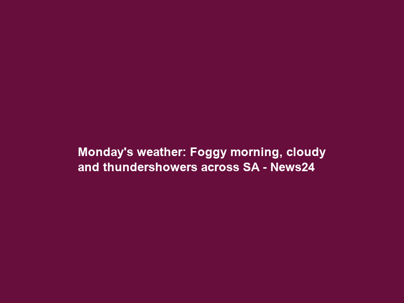Monday’s weather: Foggy morning, cloudy and thundershowers across SA – News24