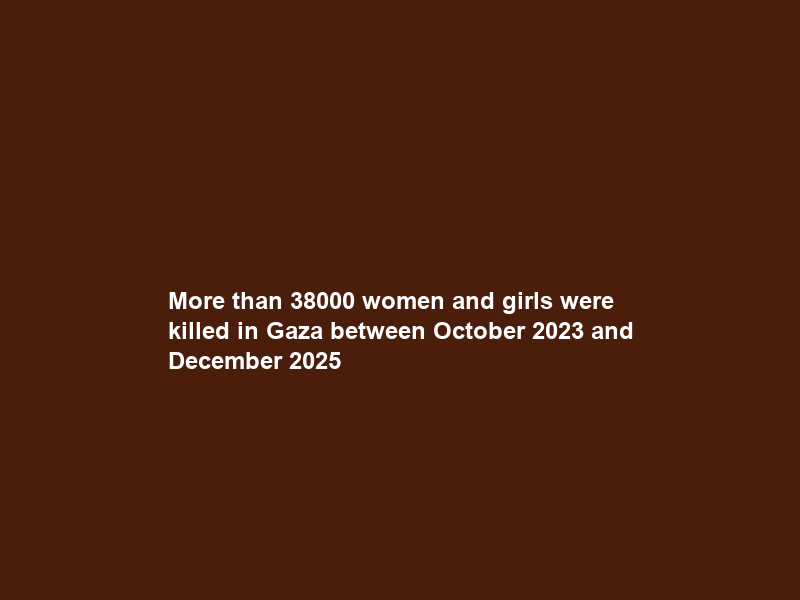 More than 38000 women and girls were killed in Gaza between October 2023 and December 2025