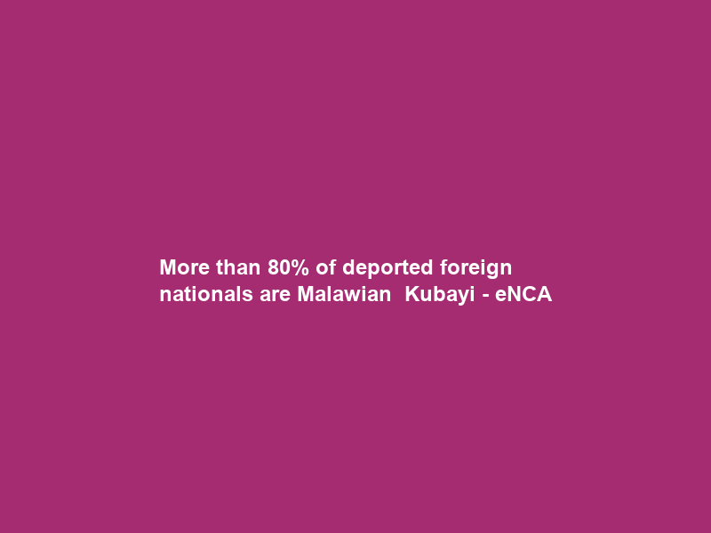 More than 80% of deported foreign nationals are Malawian – Kubayi – eNCA