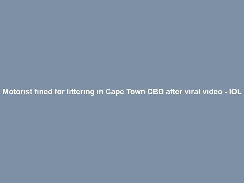 Motorist fined for littering in Cape Town CBD after viral video – IOL