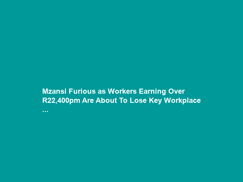 Mzansi Furious as Workers Earning Over R22,400pm Are About To Lose Key Workplace …