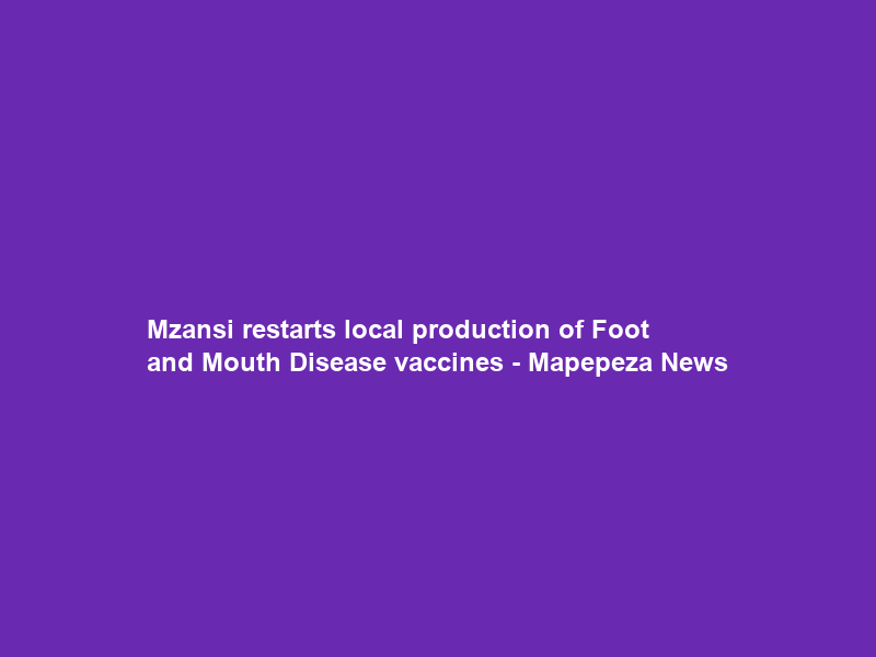 Mzansi restarts local production of Foot and Mouth Disease vaccines – Mapepeza News
