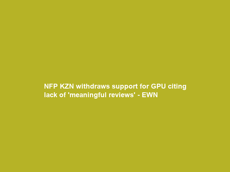 NFP KZN withdraws support for GPU citing lack of ‘meaningful reviews’ – EWN