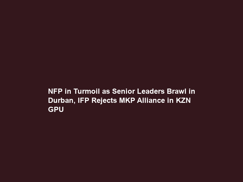 NFP in Turmoil as Senior Leaders Brawl in Durban, IFP Rejects MKP Alliance in KZN GPU