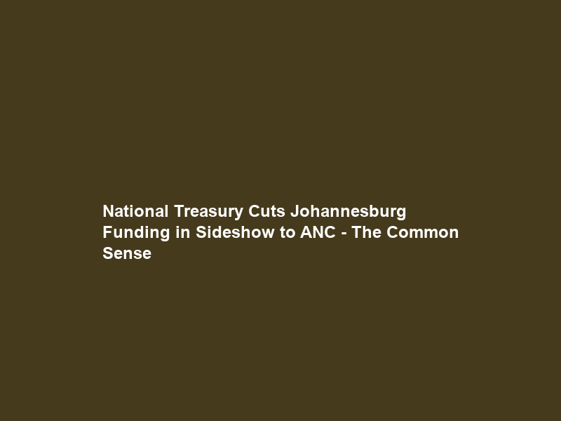 National Treasury Cuts Johannesburg Funding in Sideshow to ANC – The Common Sense
