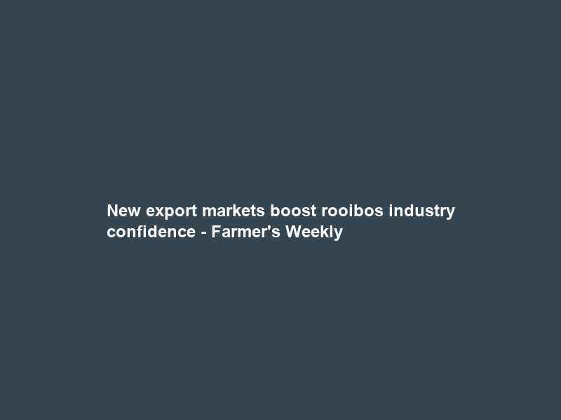 New export markets boost rooibos industry confidence – Farmer’s Weekly