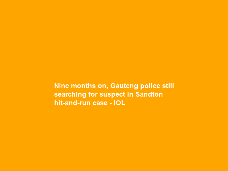 Nine months on, Gauteng police still searching for suspect in Sandton hit-and-run case – IOL