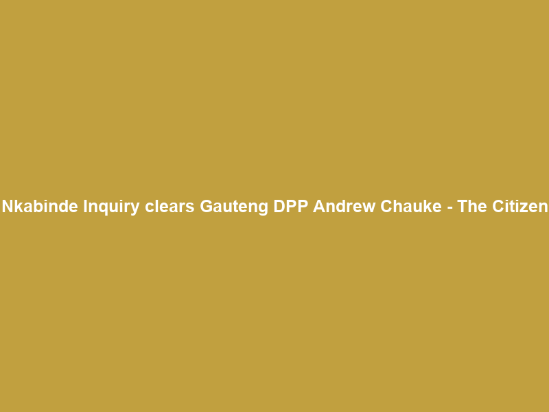 Nkabinde Inquiry clears Gauteng DPP Andrew Chauke – The Citizen