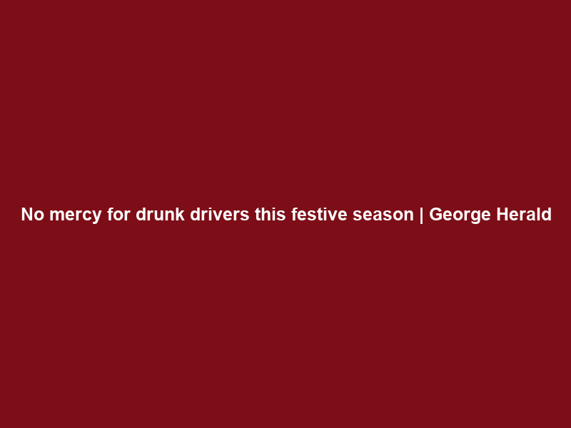 No mercy for drunk drivers this festive season | George Herald