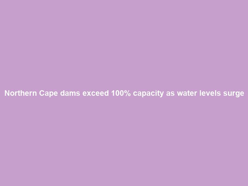 Northern Cape dams exceed 100% capacity as water levels surge